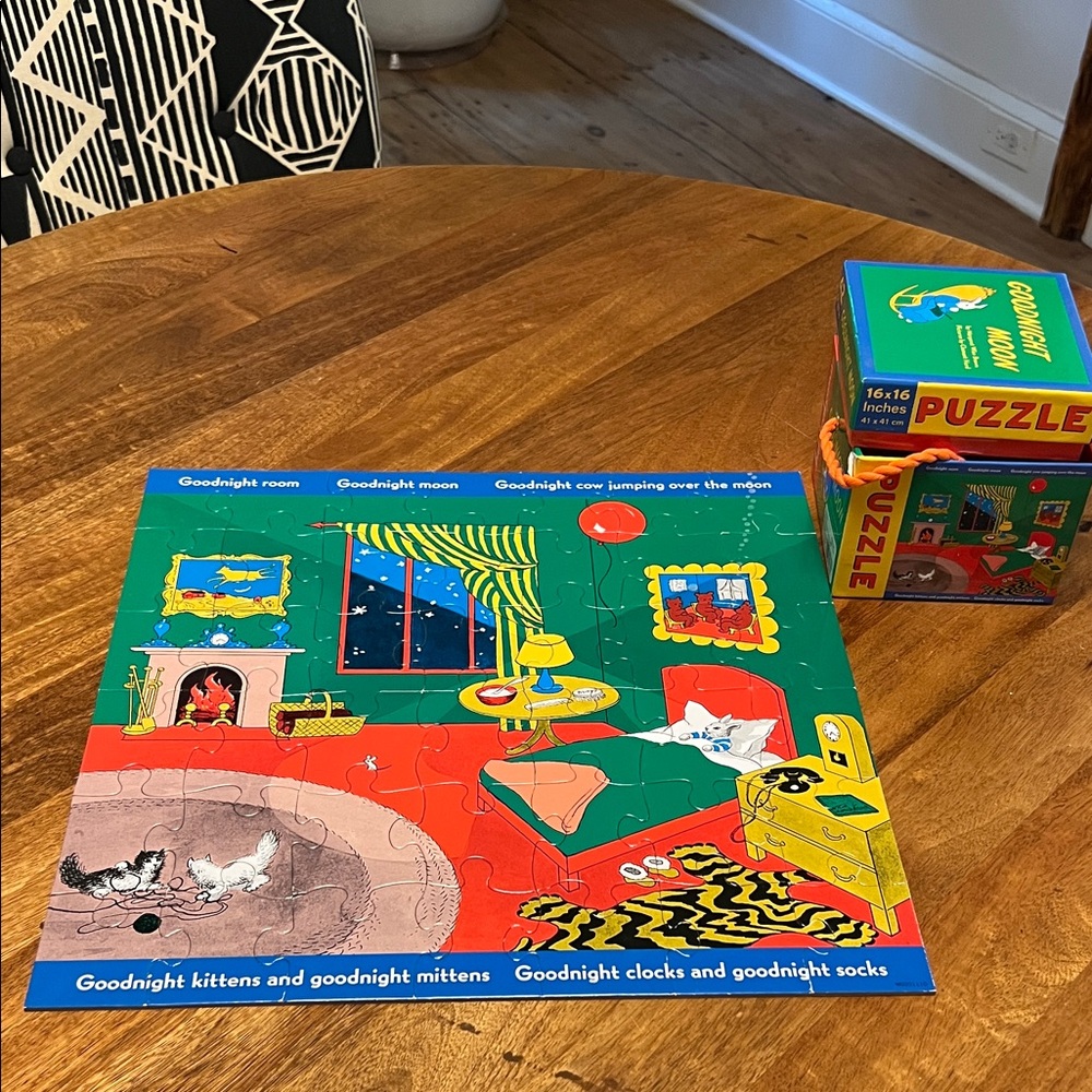 Goodnight Moon Jigsaw Puzzle - Bright Green & Red Illustration